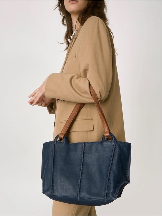 The Sak Handbags - The Sak Indigo Satchel Tote Bag with Brown Handles